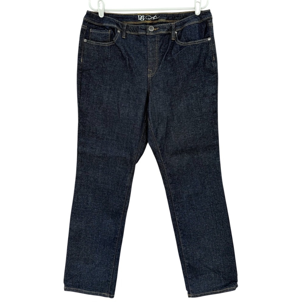 DG2 Diane Gilman Womens Pull-on Straight Stretch Sparkly Blue Jeans Sz 16 NWOT